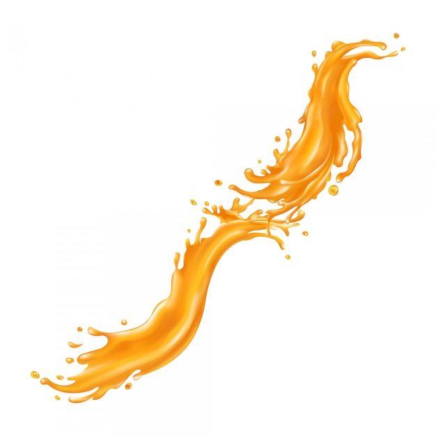 Vector orange juice splashes on a white background