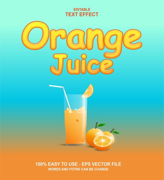 Orange juice with editable text effect