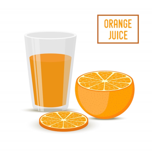 Vector orange juice with fruit. healthy drink