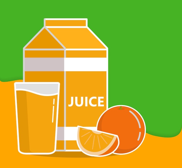 Orange juiceCardboard box Packed freshly squeezed drink Fruit orange and segment