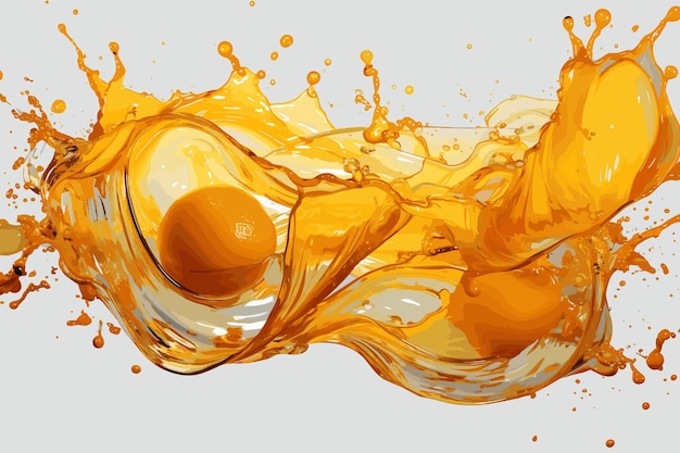 Orange juicy sweet white splashing and vector on white background