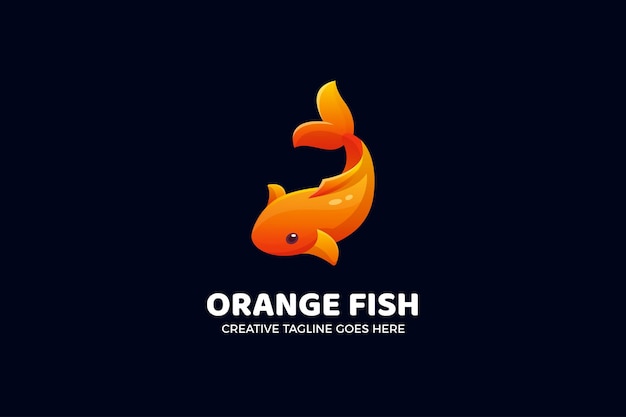 Modello di logo sfumato arancione di pesce koi