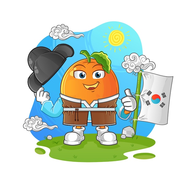 Orange korean culture vector. cartoon character