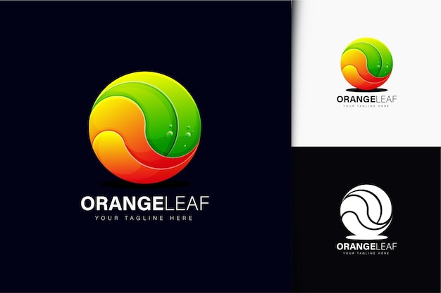 Logo arancione e foglia con sfumatura