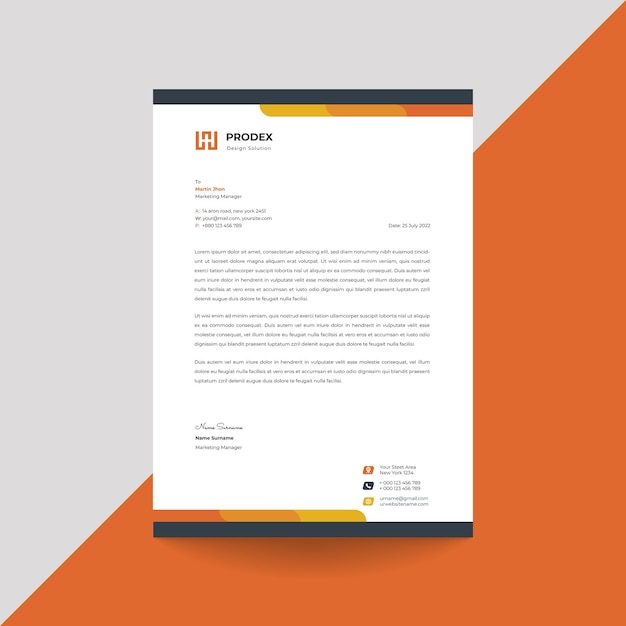 Vector orange letterhead template