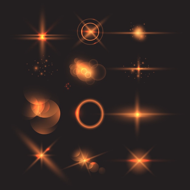 Vector orange light effect collection