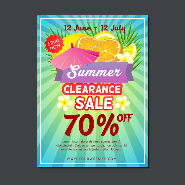 orange and lime summer clearance sale poster