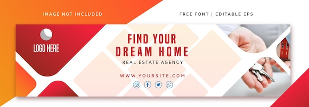 Orange Linkedin Banner Design for Real Estate Agency