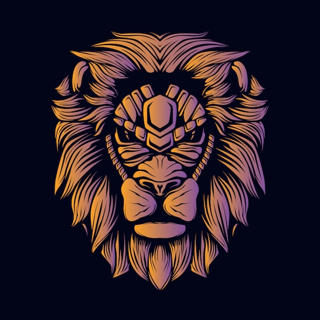 Orange lion head illustration