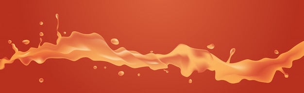 orange liquid splash realistic drops and splashes on red background fruits juice splashing concept horizontal