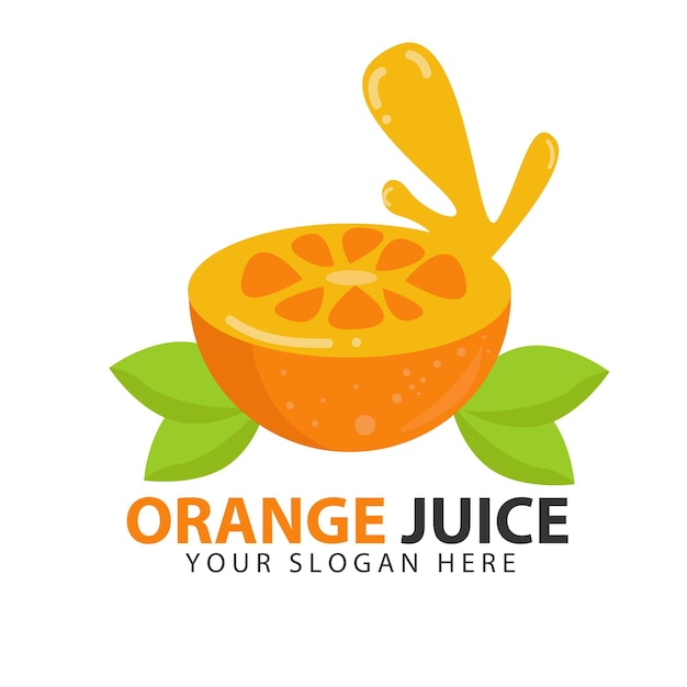 Orange logo design with half oranges producing a squeeze of orange. Vector illustration