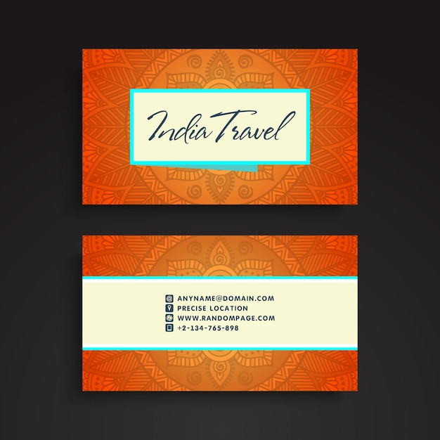 Orange mandala style visiting card