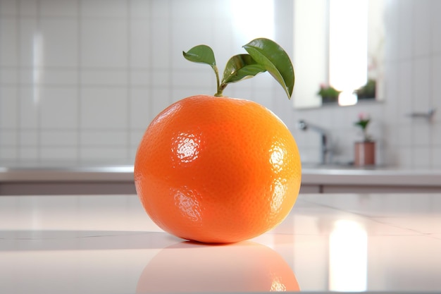 Vector an orange on a marble counter