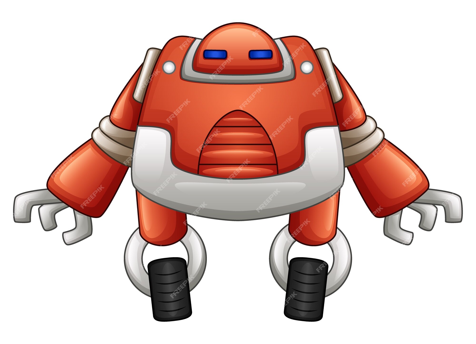 Premium Vector | Orange metallic robot with two wheels isolated