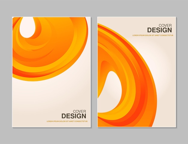 Вектор Оранжевый дизайн абстрактной обложки с минимальной волной