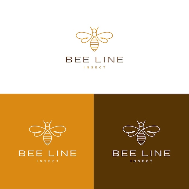 Vector orange minimalist bee line logo