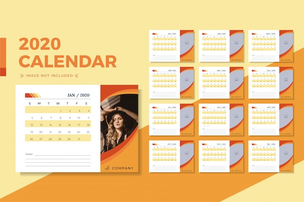 Orange minimalist desk calendar 2020