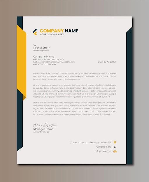 Carta intestata aziendale moderna minimalista arancione