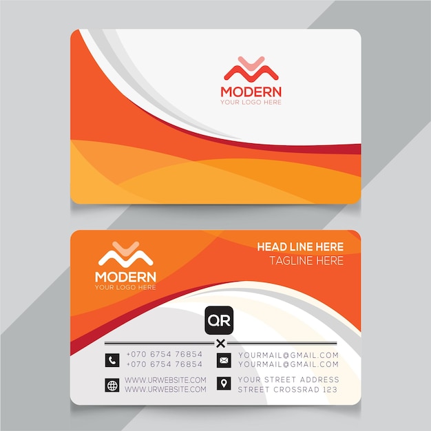 Оранжевый современный дизайн визитной карточки