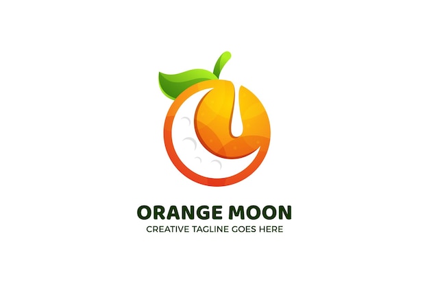 Orange Moon Gradient Logo Template