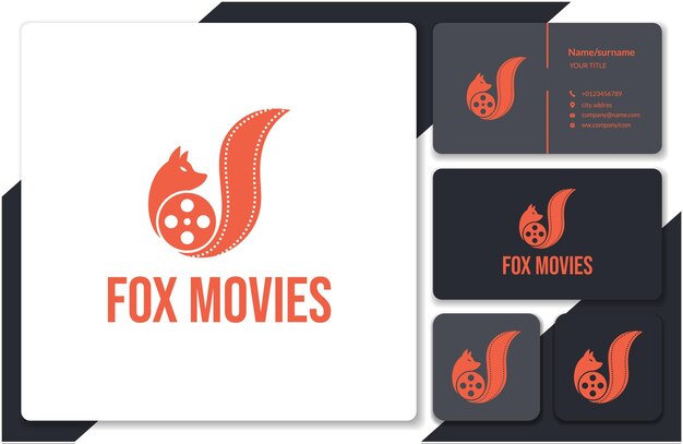 orange movie fox modern logo vector
