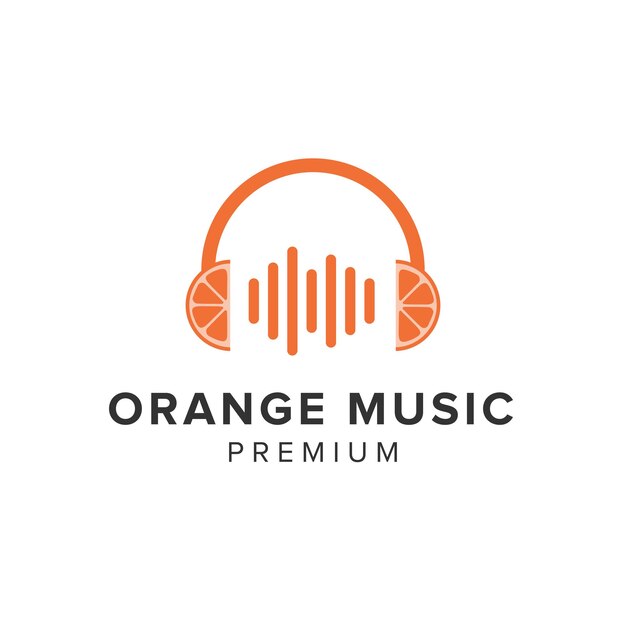 Vector orange music logo vector icon illustration