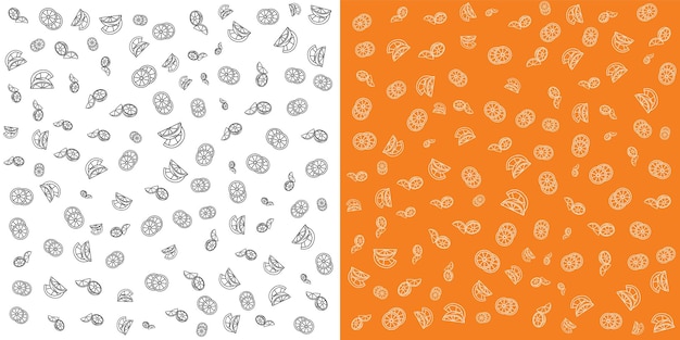 Orange pattern in different shapes isolated on orange and white background