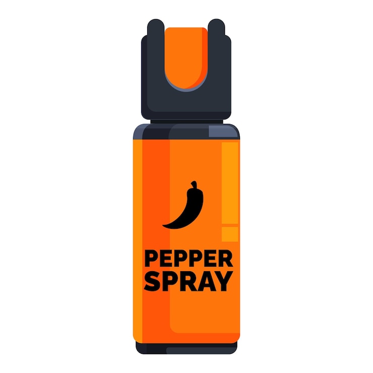 Vector orange pepper spray being used for self defense