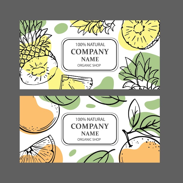 Vector orange pineapple labels