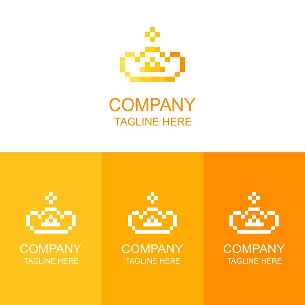 Orange pixel crown logo design