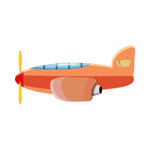 Vector orange plane icon in cartoon style isolated on white background aircraft symbol