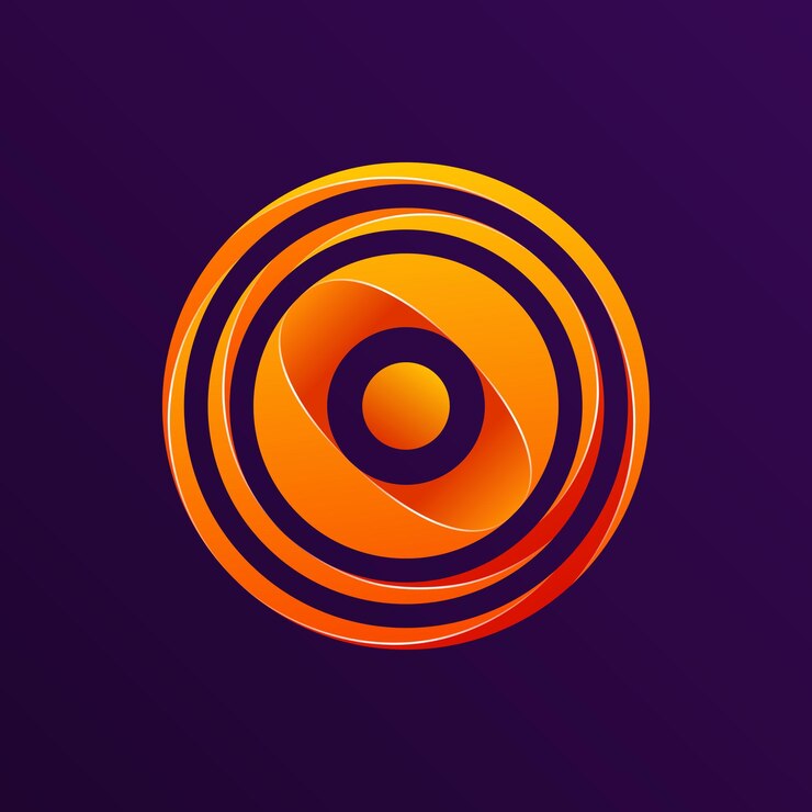 Orange planet 3d logo illustration