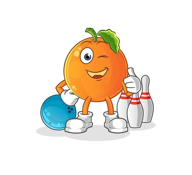 Orange play bowling illustration. character vector