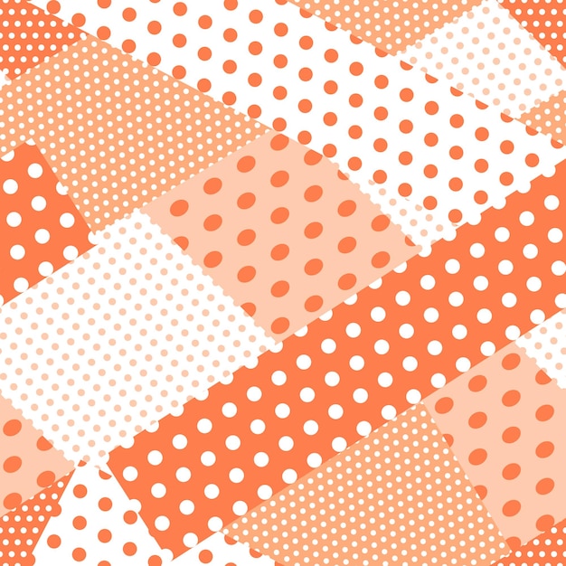 Orange polka dots patchwork abstract seamless pattern background