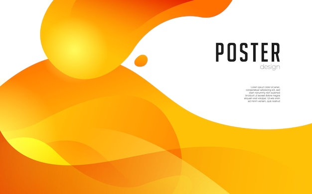 Vector orange poster design with fluid style