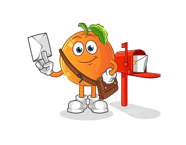 オレンジ色の郵便配達員のベクトル。漫画のキャラクター