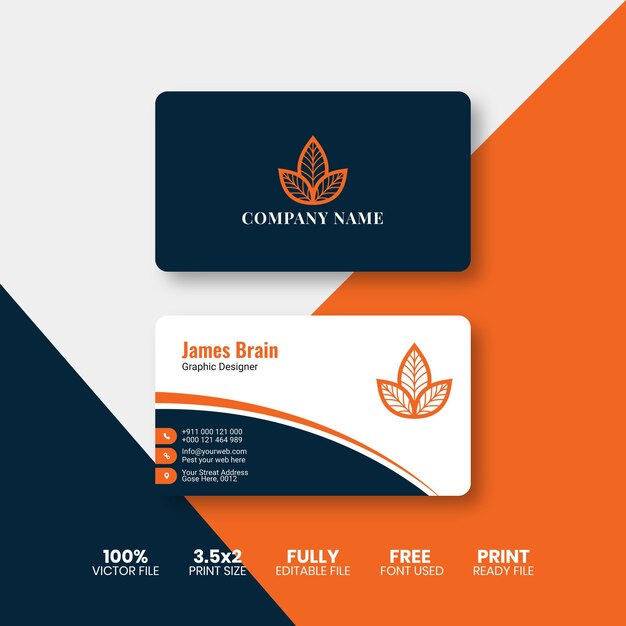 Vector orange professional business card