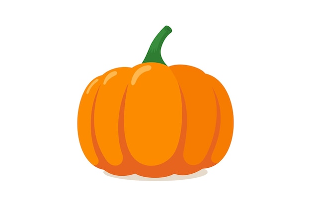 Оранжевая тыква Осенний Хэллоуин овощной плоский графический значок на белом фоне
