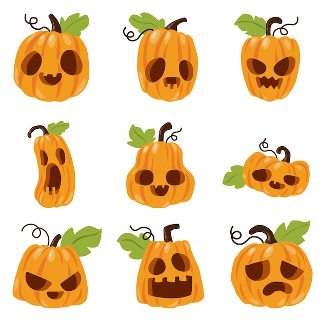 Orange pumpkin for the holiday Halloween. Vector illustration.