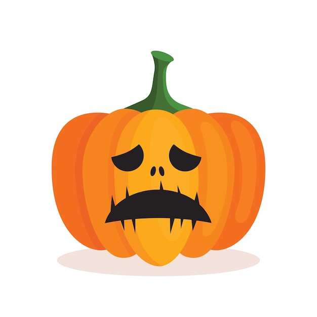 Orange pumpkin lantern with a scary face for Halloween. Festive decoration. Cartoon isolated vector illustration on white background