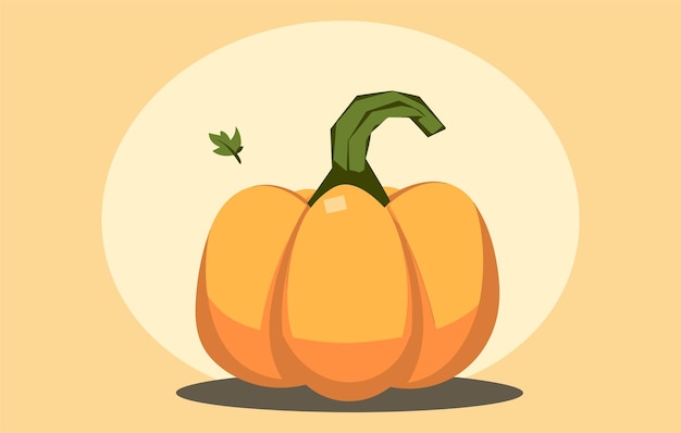 Illustrazione vettoriale zucca arancioneset vettoriale di tre zucche arancioni e foglie verdi