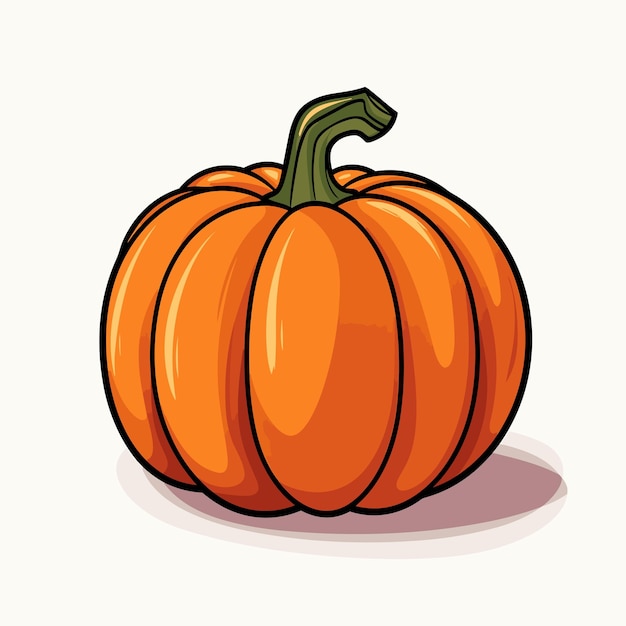 An orange pumpkin with a green stem on a white background