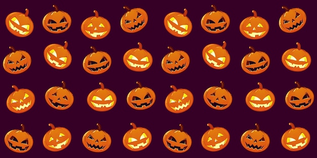 Orange Pumpkin With Smile For Your Design For The Holiday Halloween Seamless Pattern