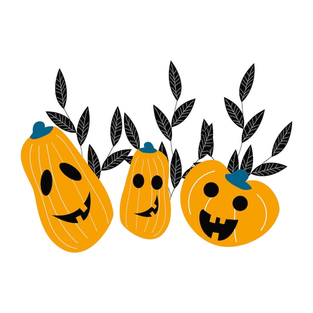 Orange pumpkin with smile for your design for the holiday Halloween. Vector illustration.