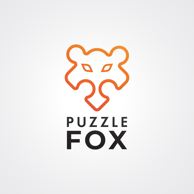 Orange puzzle fox logo for esport gaming gear gadget product tech company and etc minimal vector design