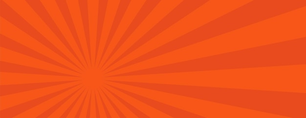 Orange rays background horizontal as sunburst graphic banner or abstract retro starburst