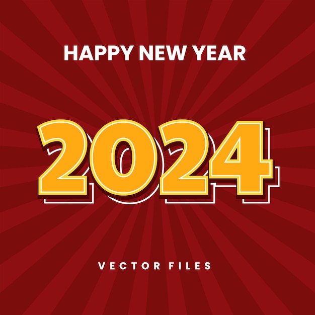 Orange Red 2024 New Year Vector