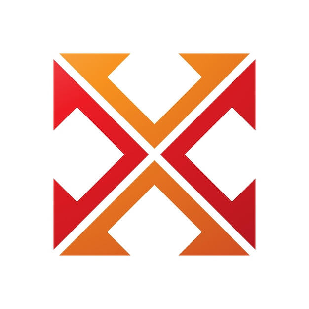 Orange and Red Arrow Square Shaped Letter X Icon