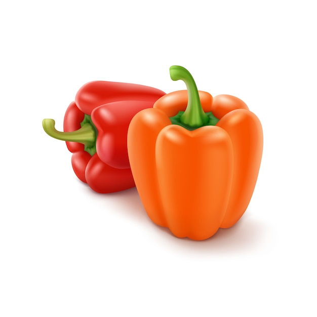 Orange and red bulgarian bell peppers, paprika