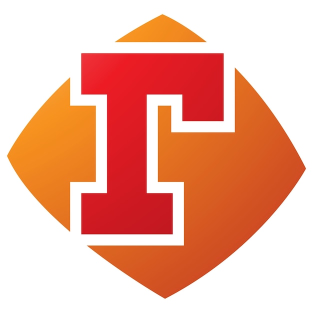 Vector orange and red bulged square shaped letter r icon